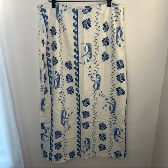 Rachel Zoe Dresses & Skirts - Rachel Zoe Skirt Linen Blend Blue White Women's XL Summer Beach Maxi Resort